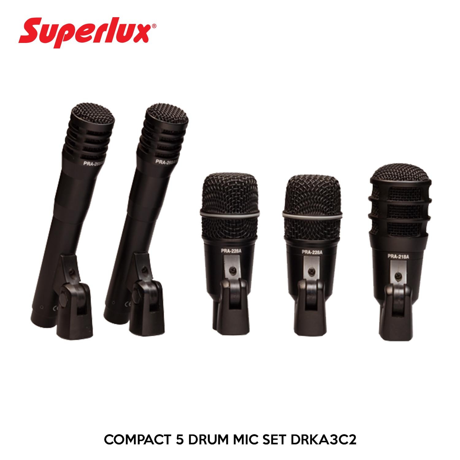SUPERLUX COMPACT 5 DRUM MIC SET DRKA3C2 SUPERLUX COMPACT 5 DRUM MIC SET DRKA3C2 - Image 1